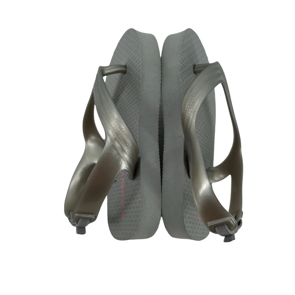 Old Navy Silver Flip Flop Slingback Summer Sandals Size 5 Little Girl's